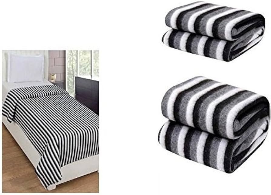 Home Stylish Striped Fleece Blanket 90x90 Inches O
